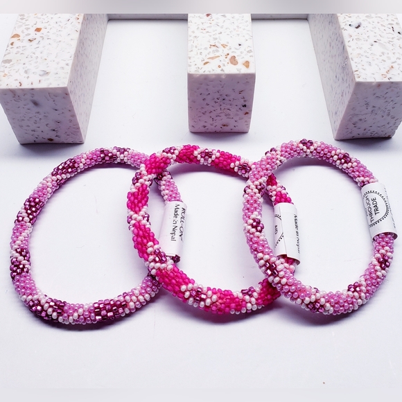 COTTON CANDY -Original Roll-On® Bracelets, 7" round, made in Nepal #2 (3 pieces) - Picture 3 of 7